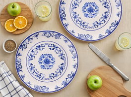 Hermia Blue Serv Flover Juego de Platos de Servicio (6 Piezas) Azul y Blanco